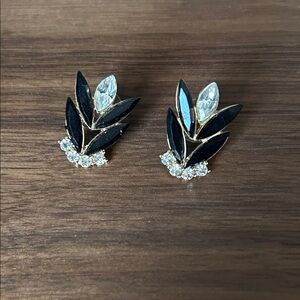 Elegant Black and Gold Leaf Earrings